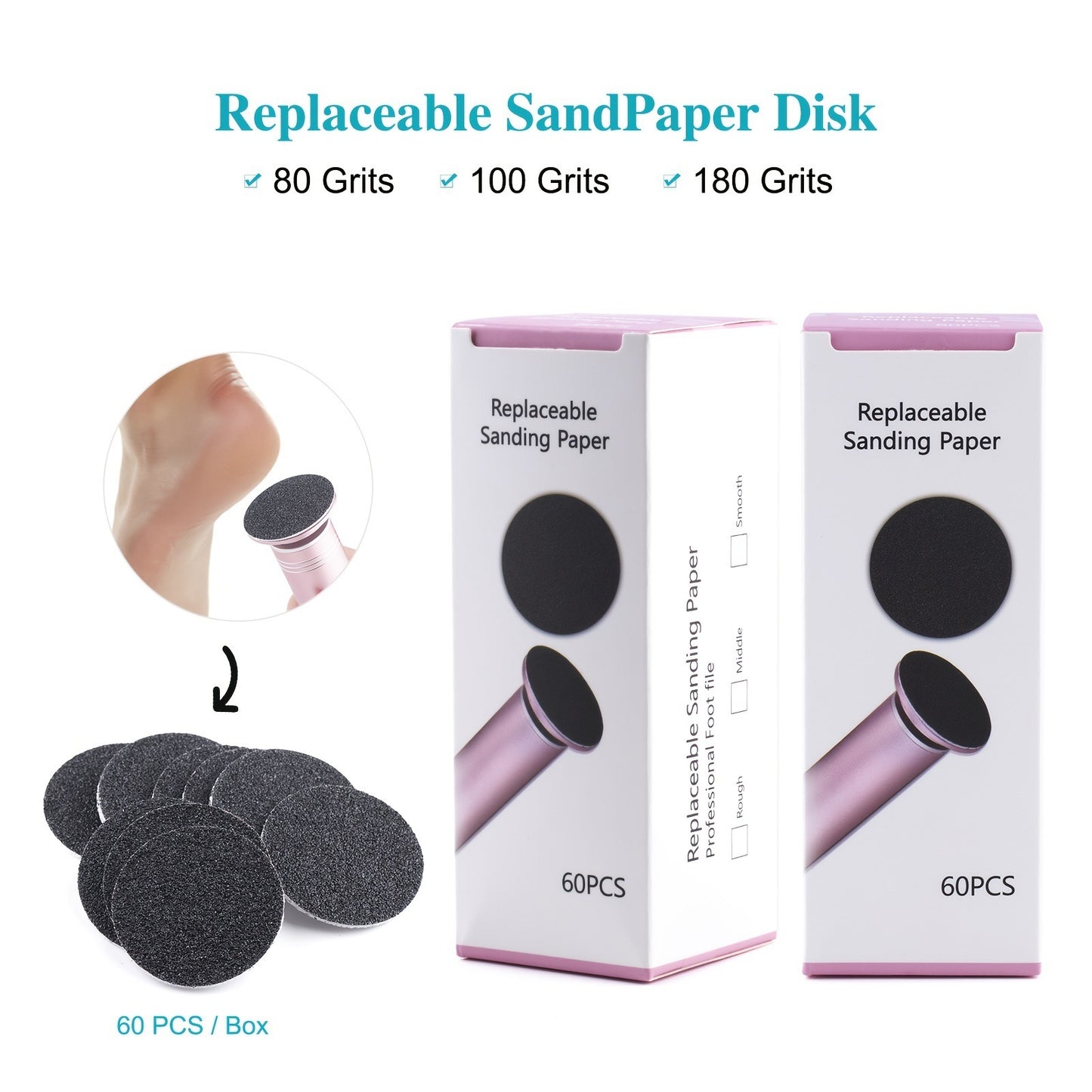 Hornhaut-Schleifpads für Fußpflegegerät (60er Set)